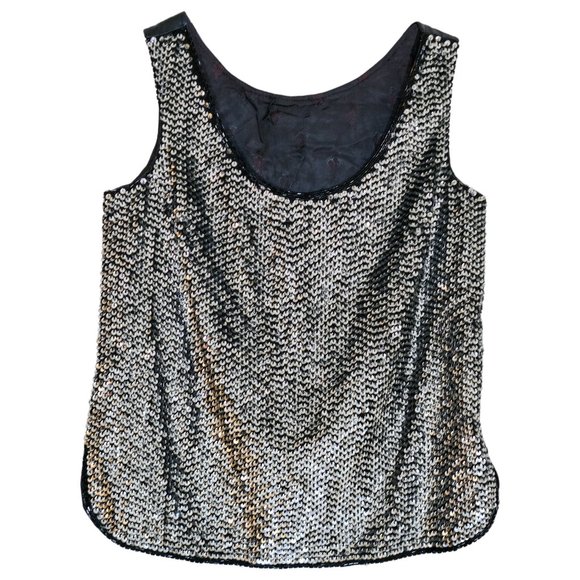 Vintage Leather High Waist Skirt and Tank with Sequins - 2 Piece Set - Size MD - Picture 6 of 16